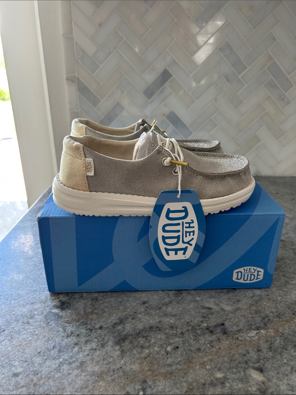 Hey Dude Kids Metallic Champagne Slip-On Sneakers